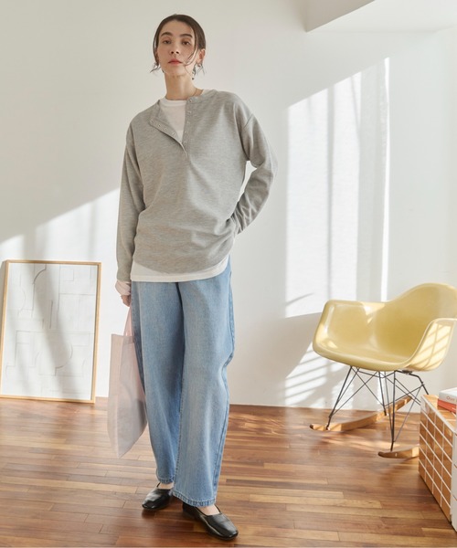 ANGIE（アンジー）の「ワッフル ヘンリーネック プルオーバー ロンT（Tシャツ/カットソー・レディース・杢グレー/アイボリー/チャコール/ネイビー/ホワイト系その他/ピンク・FREE）」の12枚目の写真