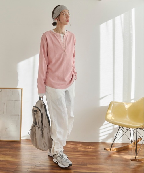 ANGIE（アンジー）の「ワッフル ヘンリーネック プルオーバー ロンT（Tシャツ/カットソー・レディース・杢グレー/アイボリー/チャコール/ネイビー/ホワイト系その他/ピンク・FREE）」の13枚目の写真