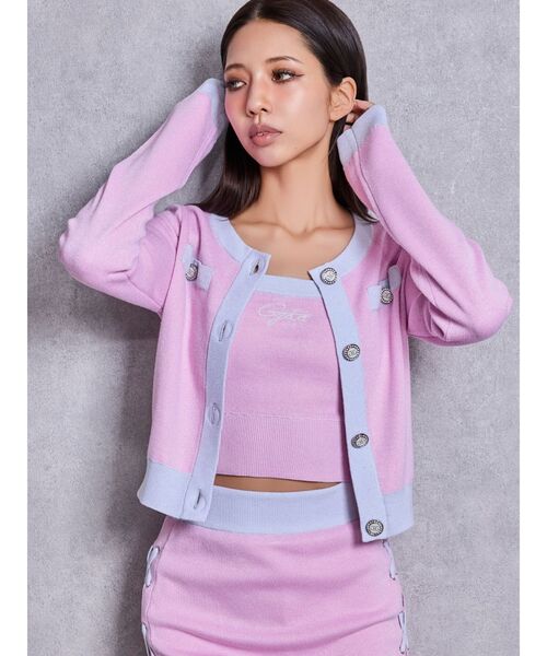 GYDA(ジェイダ)の「Symmetry GYDAラメニットアンサンブル(ニット/セーター・レディース・ブラック/ネイビー/ピンク・FREE)」の3枚目の写真