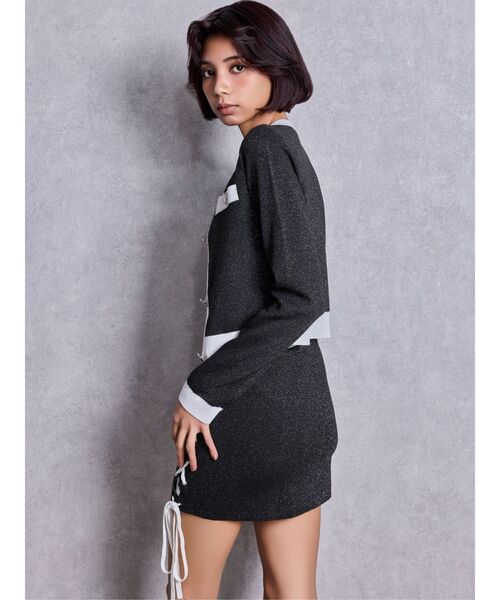 GYDA(ジェイダ)の「Symmetry GYDAラメニットアンサンブル(ニット/セーター・レディース・ブラック/ネイビー/ピンク・FREE)」の5枚目の写真