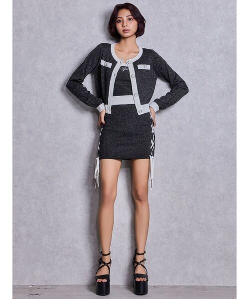 GYDA(ジェイダ)の「Symmetry GYDAラメニットアンサンブル(ニット/セーター・レディース・ブラック/ネイビー/ピンク・FREE)」の8枚目の写真