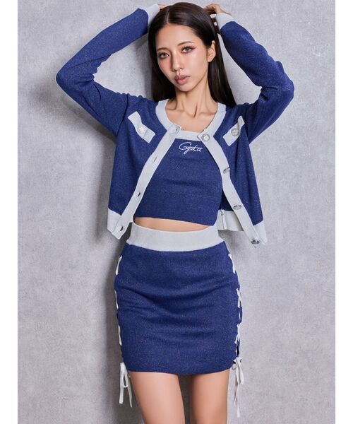 GYDA(ジェイダ)の「Symmetry GYDAラメニットアンサンブル(ニット/セーター・レディース・ブラック/ネイビー/ピンク・FREE)」の16枚目の写真