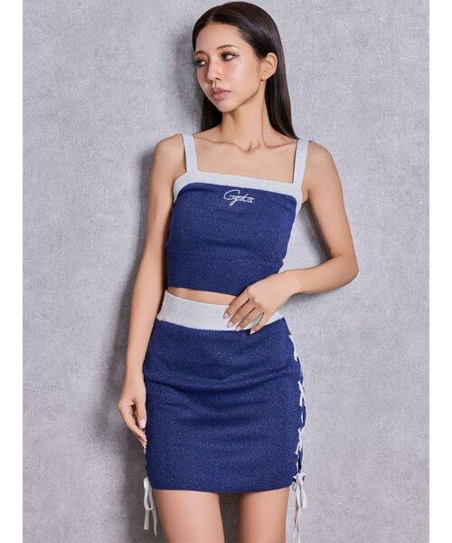 GYDA(ジェイダ)の「Symmetry GYDAラメニットアンサンブル(ニット/セーター・レディース・ブラック/ネイビー/ピンク・FREE)」の21枚目の写真