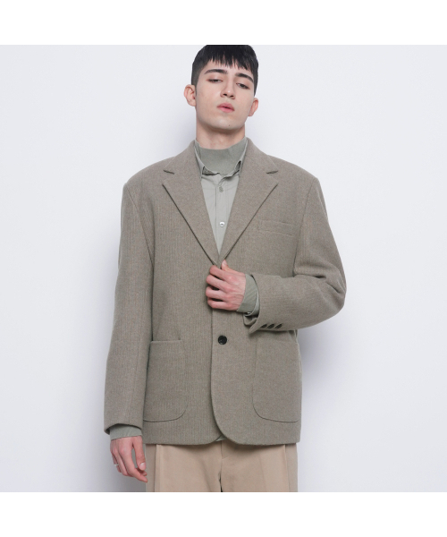 THE-ABON(エイボン)の「M08 bos wool knit jacket khaki(テーラードジャケット・メンズ・カーキ・M/L)」の3枚目の写真
