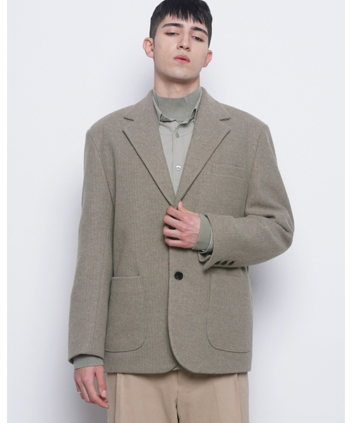 THE-ABON(エイボン)の「M08 bos wool knit jacket khaki(テーラードジャケット・メンズ・カーキ・M/L)」の4枚目の写真