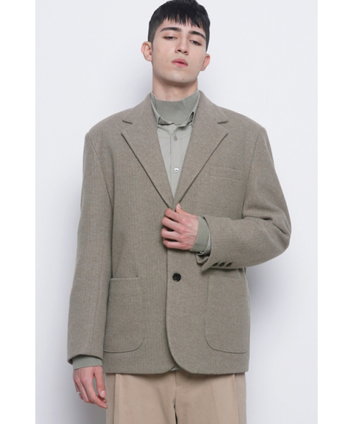 THE-ABON(エイボン)の「M08 bos wool knit jacket khaki(テーラードジャケット・メンズ・カーキ・M/L)」の6枚目の写真
