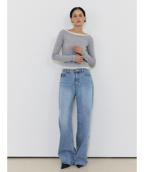 ETMON(エトモン)の「Layered Boatneck T-Shirt, Grey(Tシャツ/カットソー・レディース・その他・FREE)」の3枚目の写真