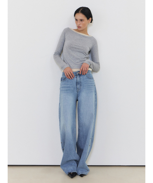ETMON(エトモン)の「Layered Boatneck T-Shirt, Grey(Tシャツ/カットソー・レディース・その他・FREE)」の4枚目の写真