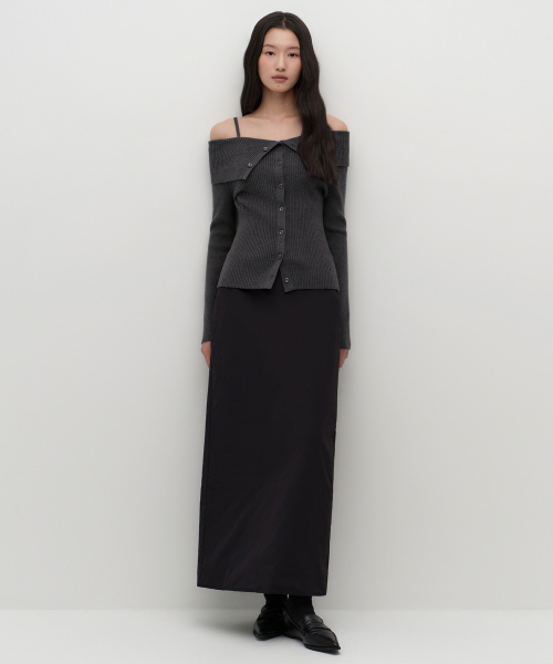 セール】ウィメンズパディッドマキシスカート[ブラック]（スカート