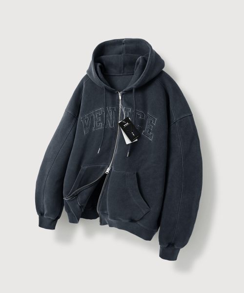 MOOD INSIDE(ムードインサイド)の「ピグメントベニススウェットフードジップアップ_Navy(パーカー・メンズ・ネイビー・XL/M/L)」の1枚目の写真
