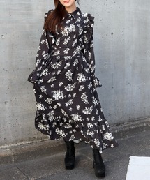 CECIL McBEE（セシルマクビー）の「花柄シャツフリルワンピース（ワンピース）」