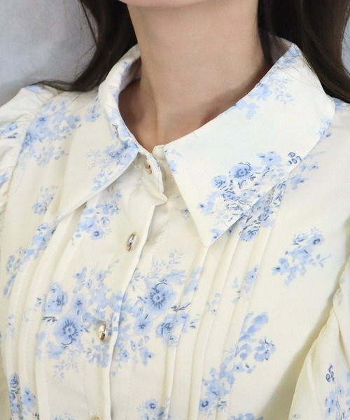 CECIL McBEE（セシルマクビー）の「花柄シャツフリルワンピース（ワンピース・レディース・オフホワイト/ブラック/アイボリー・MEDIUM）」の8枚目の写真
