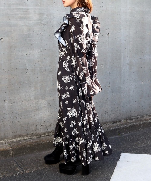 CECIL McBEE（セシルマクビー）の「花柄シャツフリルワンピース（ワンピース・レディース・オフホワイト/ブラック/アイボリー・MEDIUM）」の14枚目の写真