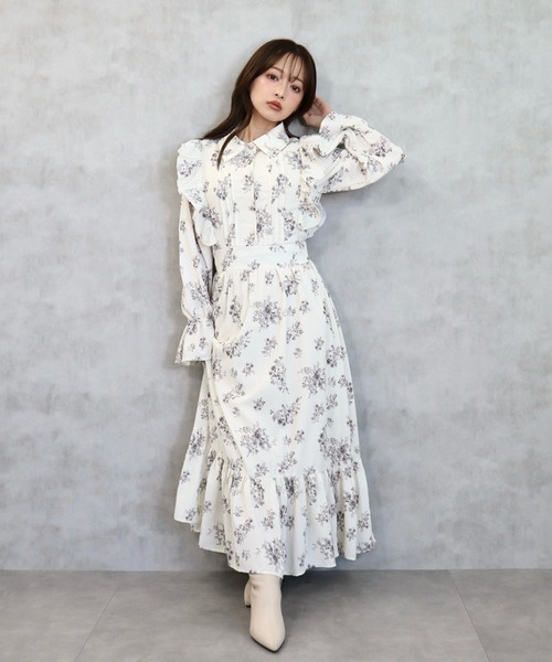 CECIL McBEE（セシルマクビー）の「花柄シャツフリルワンピース（ワンピース・レディース・オフホワイト/ブラック/アイボリー・MEDIUM）」の16枚目の写真