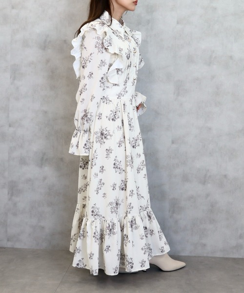 CECIL McBEE（セシルマクビー）の「花柄シャツフリルワンピース（ワンピース・レディース・オフホワイト/ブラック/アイボリー・MEDIUM）」の19枚目の写真