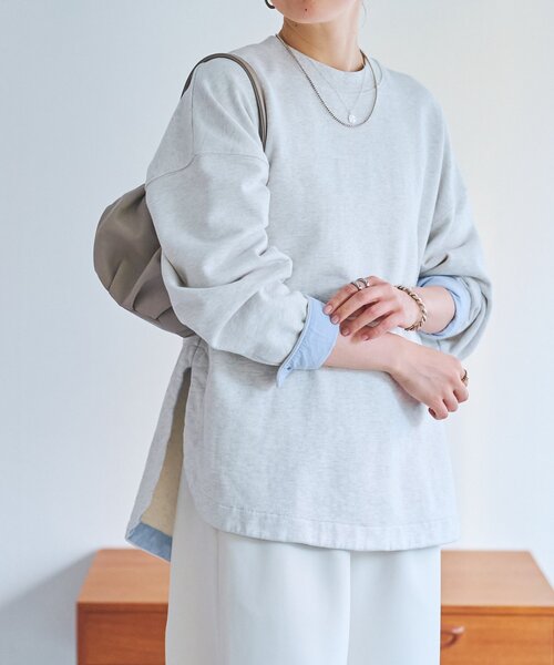 LIVETART(リヴェタート)の「シャツカフス裏毛プルオーバー(Tシャツ/カットソー・レディース・グレー/ピンク・FREE)」の5枚目の写真