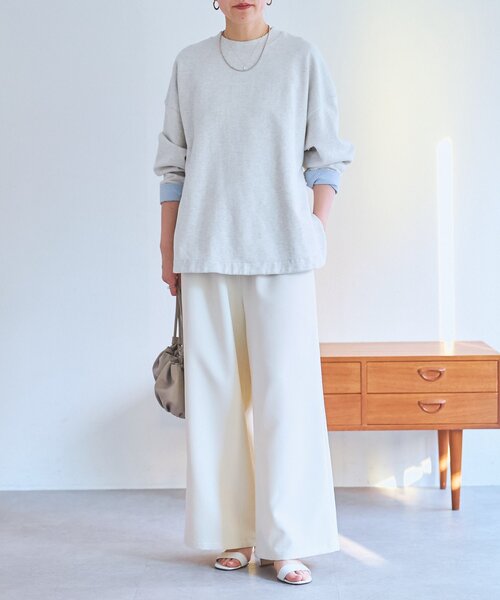 LIVETART(リヴェタート)の「シャツカフス裏毛プルオーバー(Tシャツ/カットソー・レディース・グレー/ピンク・FREE)」の6枚目の写真