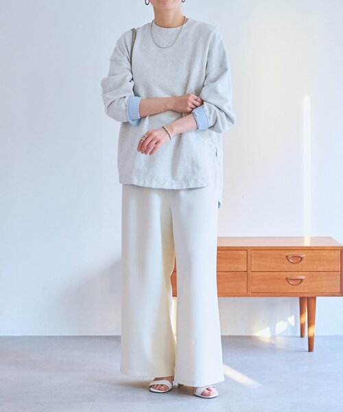 LIVETART(リヴェタート)の「シャツカフス裏毛プルオーバー(Tシャツ/カットソー・レディース・グレー/ピンク・FREE)」の9枚目の写真