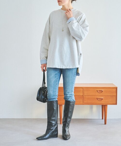 LIVETART(リヴェタート)の「シャツカフス裏毛プルオーバー(Tシャツ/カットソー・レディース・グレー/ピンク・FREE)」の14枚目の写真