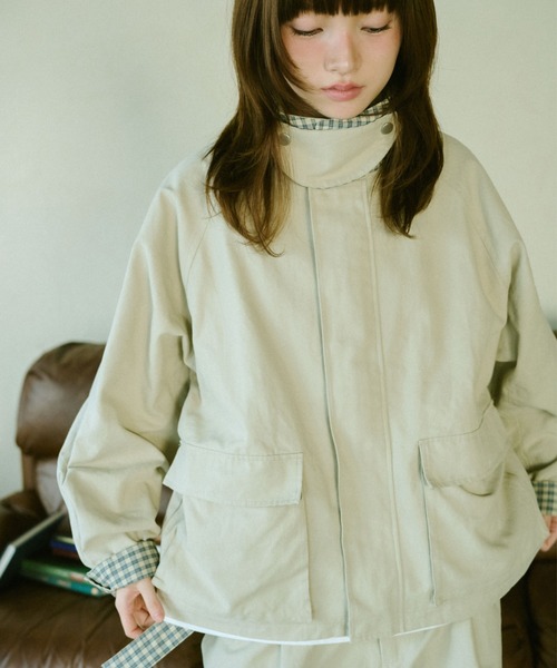 BROKEN BASE(ブロークンベース)の「2-Way Check Chino Jacket / 2-Wayチェックチノジャケット(その他アウター・メンズ・アイボリー/ネイビー・MEDIUM/LARGE)」の2枚目の写真
