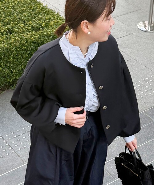 NOLLEY’S(ノーリーズ)の「綿タッチダンボールニットブルゾン(ブルゾン・レディース・ベージュ/ネイビー・38)」の7枚目の写真