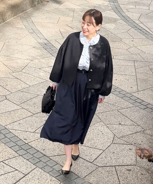 NOLLEY’S(ノーリーズ)の「綿タッチダンボールニットブルゾン(ブルゾン・レディース・ベージュ/ネイビー・38)」の9枚目の写真