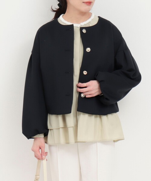 NOLLEY’S(ノーリーズ)の「綿タッチダンボールニットブルゾン(ブルゾン・レディース・ベージュ/ネイビー・38)」の15枚目の写真