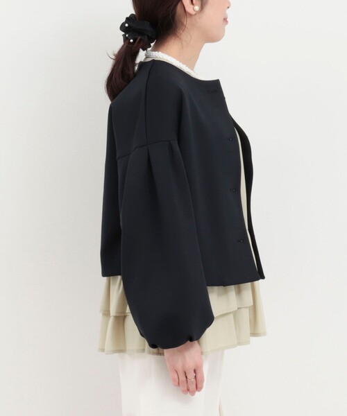 NOLLEY’S(ノーリーズ)の「綿タッチダンボールニットブルゾン(ブルゾン・レディース・ベージュ/ネイビー・38)」の16枚目の写真