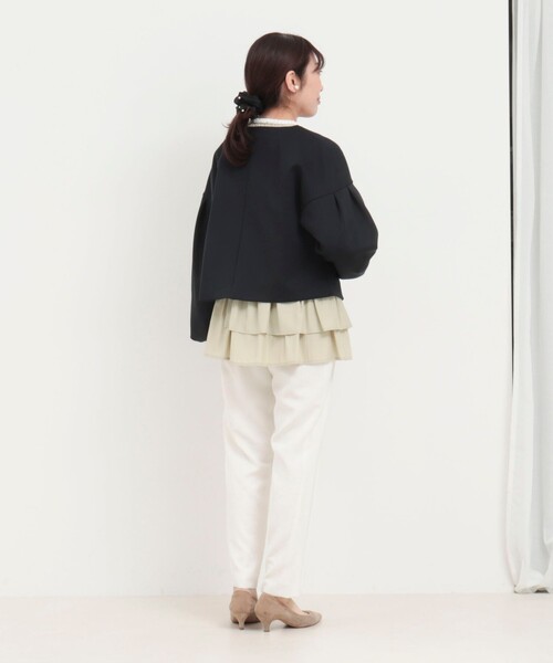 NOLLEY’S(ノーリーズ)の「綿タッチダンボールニットブルゾン(ブルゾン・レディース・ベージュ/ネイビー・38)」の18枚目の写真