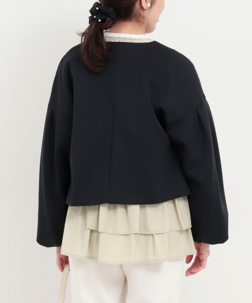 NOLLEY’S(ノーリーズ)の「綿タッチダンボールニットブルゾン(ブルゾン・レディース・ベージュ/ネイビー・38)」の19枚目の写真