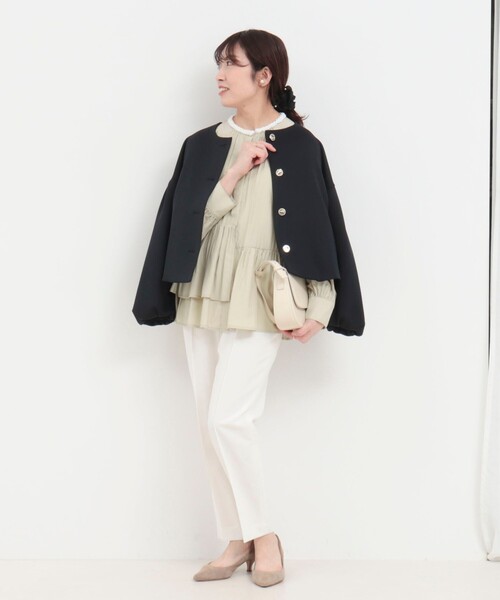 NOLLEY’S(ノーリーズ)の「綿タッチダンボールニットブルゾン(ブルゾン・レディース・ベージュ/ネイビー・38)」の20枚目の写真