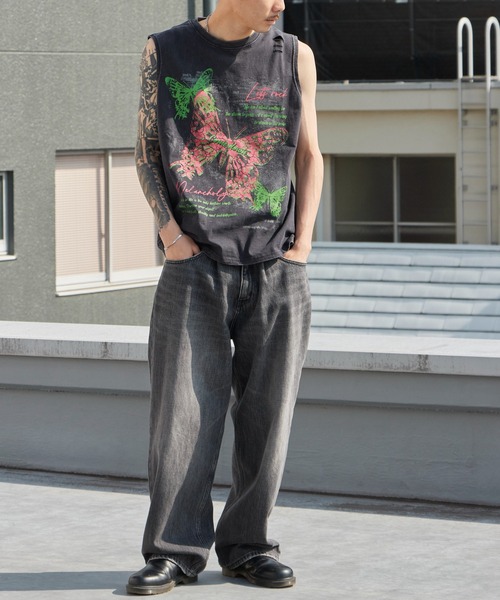 Theater code(シアターコード)の「Butterfly Print Dyed Distressed Tank Top / バタフライプリント 色染め ダメージタンクトップ 2026年春夏(タンクトップ・メンズ・グレー/ブラック・M/L)」の11枚目の写真