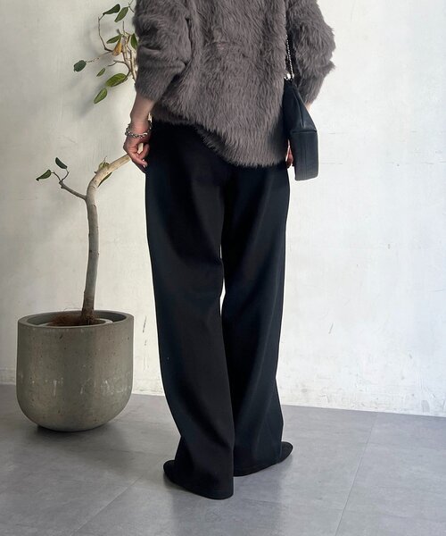 un dix cors（アンディコール）の「厚地ボンディングパンツ（その他パンツ・レディース・ブラック/グレー・FREE）」の4枚目の写真