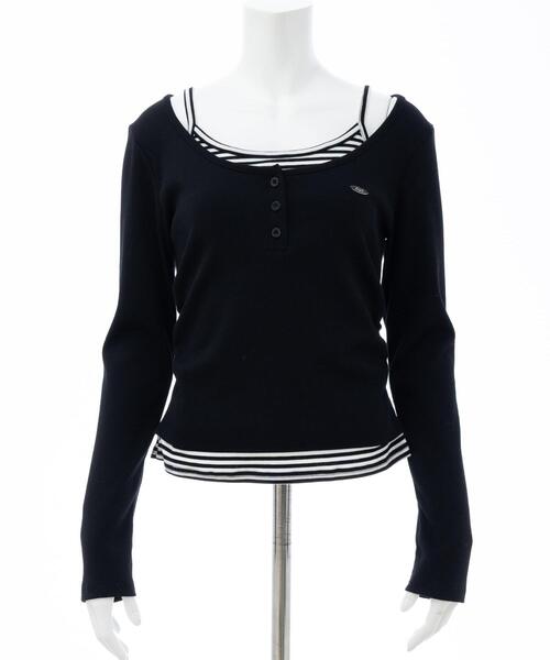 INGNI（イング）の「胸プレート付レイヤード風トップス（Tシャツ/カットソー・レディース・ブラック/チャコールグレー・M）」の19枚目の写真