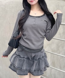 INGNI | 胸プレート付レイヤード風トップス(Tシャツ/カットソー)