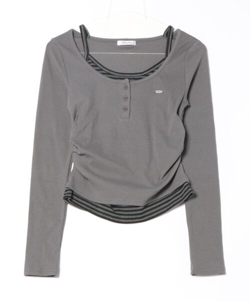 INGNI（イング）の「胸プレート付レイヤード風トップス（Tシャツ/カットソー・レディース・ブラック/チャコールグレー・M）」の17枚目の写真