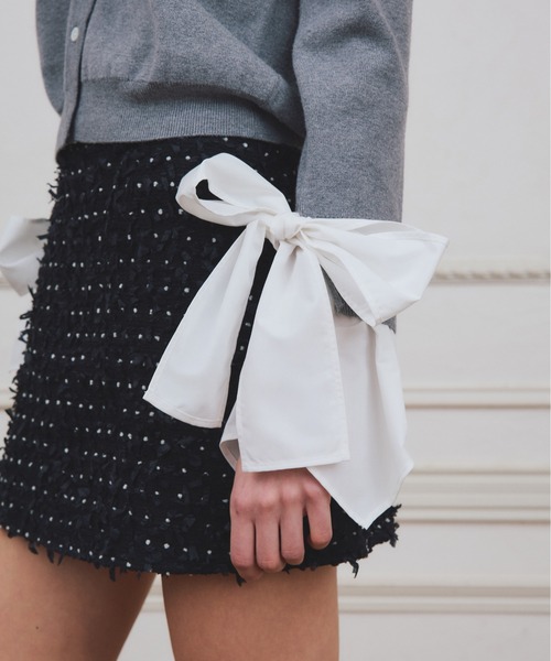 EIMY ISTOIRE（エイミーイストワール）の「【PRE ORDER】シャツドッキングニットカーディガン（カーディガン/ボレロ・レディース・ピンク/ブラック/グレー・F）」の11枚目の写真