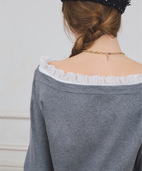 EIMY ISTOIRE（エイミーイストワール）の「【PRE ORDER】シャツドッキングニットカーディガン（カーディガン/ボレロ・レディース・ピンク/ブラック/グレー・F）」の14枚目の写真