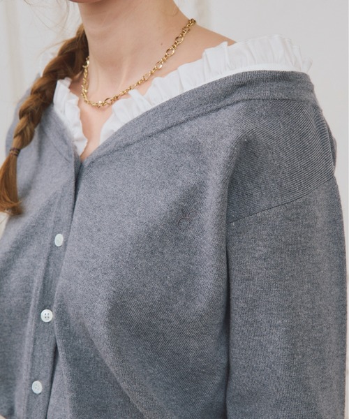 EIMY ISTOIRE（エイミーイストワール）の「【PRE ORDER】シャツドッキングニットカーディガン（カーディガン/ボレロ・レディース・ピンク/ブラック/グレー・F）」の13枚目の写真