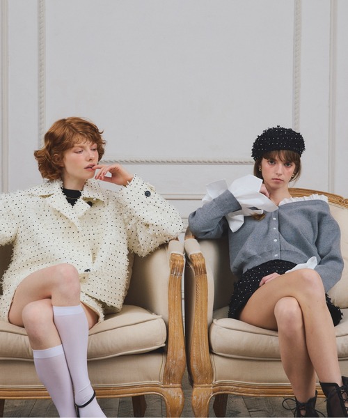 EIMY ISTOIRE（エイミーイストワール）の「【PRE ORDER】シャツドッキングニットカーディガン（カーディガン/ボレロ・レディース・ピンク/ブラック/グレー・F）」の15枚目の写真