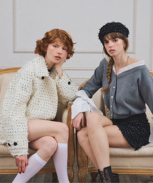 EIMY ISTOIRE（エイミーイストワール）の「【PRE ORDER】シャツドッキングニットカーディガン（カーディガン/ボレロ・レディース・ピンク/ブラック/グレー・F）」の16枚目の写真