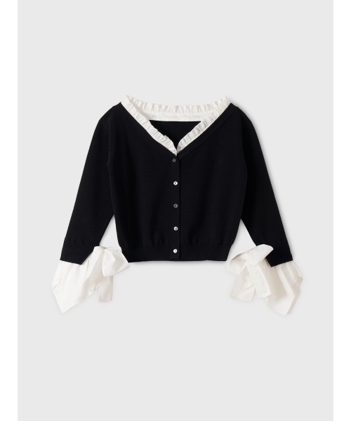 EIMY ISTOIRE（エイミーイストワール）の「【PRE ORDER】シャツドッキングニットカーディガン（カーディガン/ボレロ・レディース・ピンク/ブラック/グレー・F）」の18枚目の写真