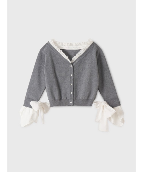 EIMY ISTOIRE（エイミーイストワール）の「【PRE ORDER】シャツドッキングニットカーディガン（カーディガン/ボレロ・レディース・ピンク/ブラック/グレー・F）」の19枚目の写真