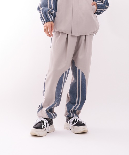 セール】【Nora Lily】Denim Combo Track Line Loose Pants（その他