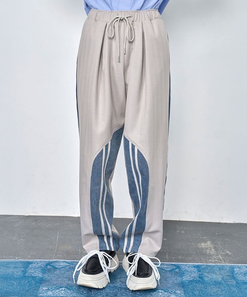 Nora Lily（ノラリリー）の「【Nora Lily】Denim Combo Track Line Loose Pants（その他パンツ・メンズ・グレー/ブラック・FREE）」の14枚目の写真
