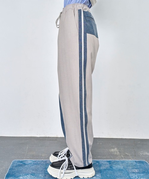 Nora Lily（ノラリリー）の「【Nora Lily】Denim Combo Track Line Loose Pants（その他パンツ・メンズ・グレー/ブラック・FREE）」の15枚目の写真