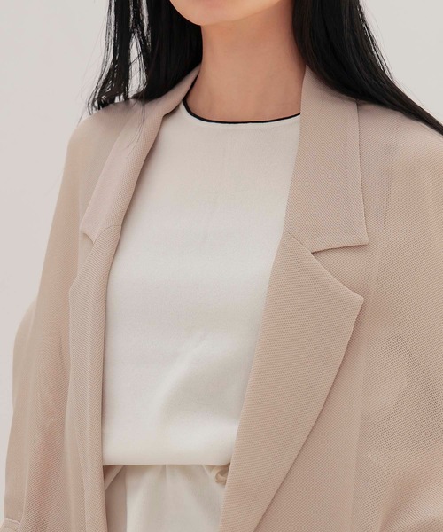 DRESSLAVE(ドレスレイブ)の「karami wide adjust jacket(カラミワイドアジャストジャケット)(テーラードジャケット・レディース・ベージュ/ブラック・38)」の5枚目の写真