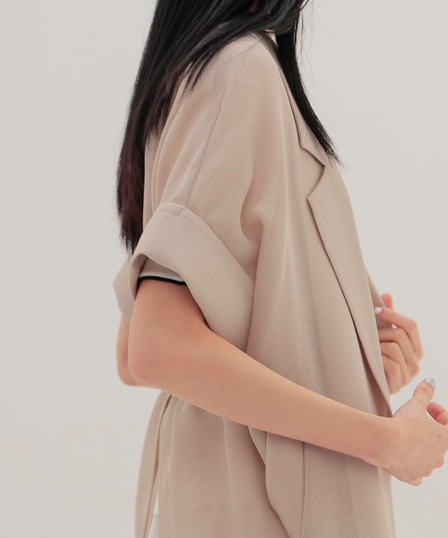 DRESSLAVE(ドレスレイブ)の「karami wide adjust jacket(カラミワイドアジャストジャケット)(テーラードジャケット・レディース・ベージュ/ブラック・38)」の6枚目の写真