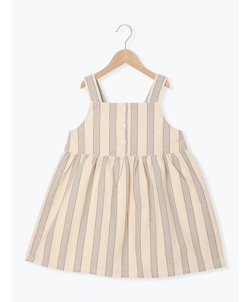 Samansa Mos2 Lagom（サマンサモスモスラーゴム）の「ストライプ柄ジャンバースカート（スカート・キッズ・レッド/グレー・特(XL)/大(L)/中(M)/小(S)）」の2枚目の写真