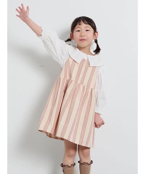 Samansa Mos2 Lagom（サマンサモスモスラーゴム）の「ストライプ柄ジャンバースカート（スカート・キッズ・レッド/グレー・特(XL)/大(L)/中(M)/小(S)）」の18枚目の写真